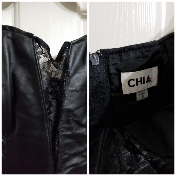 Vintage leather and lace dress - Picture 4 of 7